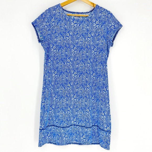 Lands' End Dresses & Skirts - Lands' End Blue White Paisley Crew Neck Dress S